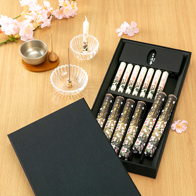 線香と絵ローソクセット(桜)